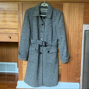 Kristen Blake L Black & White Wool Trench